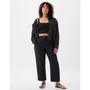 New Gap High Rise Linen Cotton Pull On Wide Leg Pants Size‎ XXL Tall Black NWOT